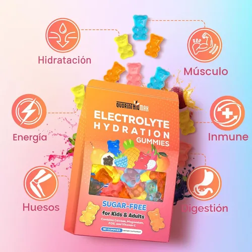 Vista 4 de Gomitas de electrolitos sin azúcar Gomitas de hidratación de electrolitos y energía para correr y deportes - Gomitas energéticas con calcio