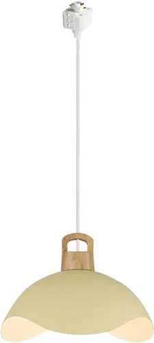 Vista 5 de Kiven Luces de riel tipo H, E26 montadas en pista de 1 luz, estilo nórdico simple, madera de macarrón, lámpara de media luna colgante