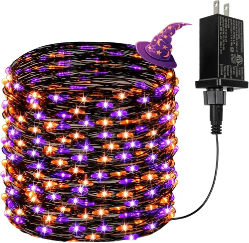 Vista 33 de Guirnalda de luces LED enchufables de 33 pies, impermeable, para exteriores e interiores, 8 modos con temporizador, luz de Navidad, decoración