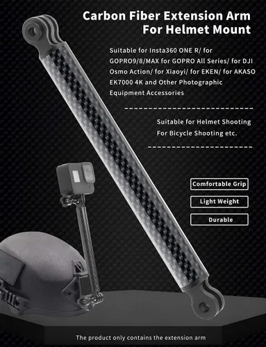 Vista 3 de FEICHAO Brazo de extensión para casco compatible con Gopro Hero, Insta360 One R, DJI Osmo y otras cámaras