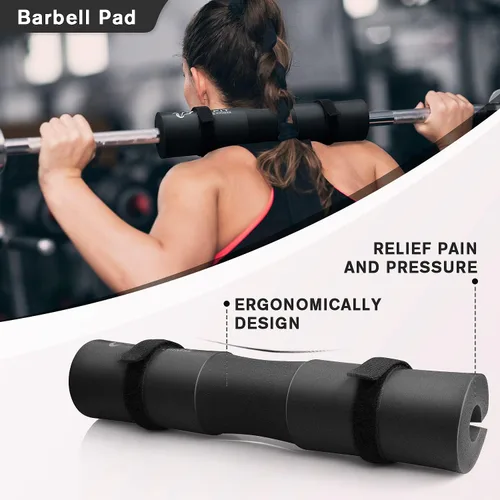 Vista 3 de RitFit 7 Pcs Barbell Squat Pad Set, with Resistance Band, 2 Safety Straps, 2 Gym Ankle Straps & Carry Bag, Upgraded Neck & Shoulder Protective Pad