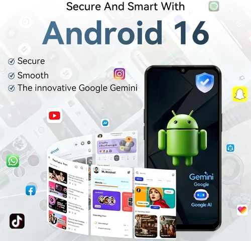 Vista 3 de Blackview Wave 7C Unlocked Android 16 4G Cell Phone, 128GB, Dual SIM, Black