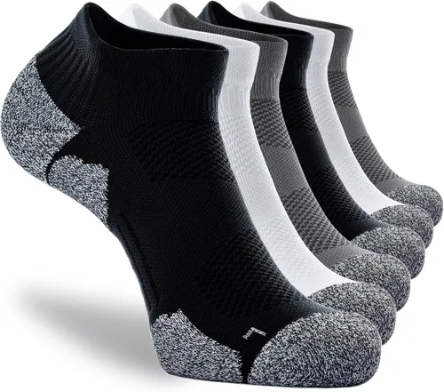 Vista 8 de CWVLC - Calcetines deportivos, hasta el tobillo, de compresión, acolchados, unisex, paquete variado