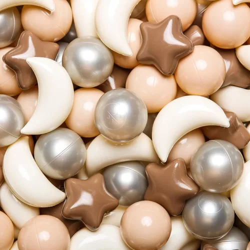 GOGOSO Pelotas de bolas con forma de estrella y luna, bolas de plástico para niños pequeños, tienda de campaña de juegos, accesorios de fotos para