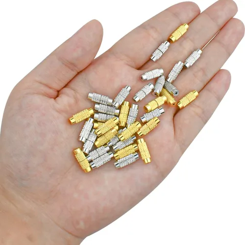 Vista 3 de 50 cierres de rosca de latón para fabricación de joyas, cierre de barril, tapas de extremo de cable para pulseras y collares de bricolaje, cierre