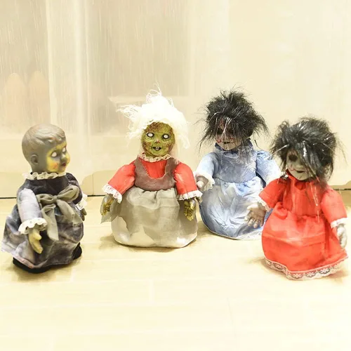 Vista 2 de Ochine Decoración de fantasma de Halloween, accesorios de muñeca de casa embrujada de miedo, control de voz para bebé, espeluznante caminando