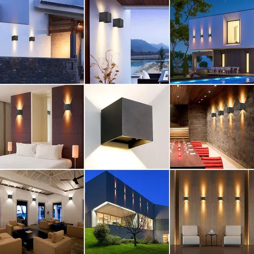 Vista 4 de SOKHNA Lámpara de pared impermeable de aluminio LED moderna,Luz de pared al aire libre,6W 3000K blanco cálido, IP65 impermeable al aire libre