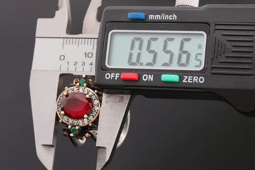 Vista 8 de Elegante anillo reversible de plata de ley 925 para mujer, hecho a mano en Turquía, con rubí de talla ovalada, esmeralda, jade y topacio