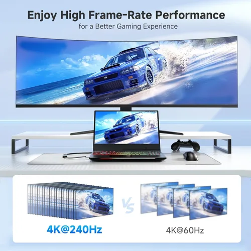 Vista 4 de Cable Matters Adaptador unidireccional USB C a DisplayPort 1.4 de 32.4 Gbps, 4K a 240 Hz, 8K a 60 Hz y soporte HDR, Thunderbolt 4 / USB4 compatible