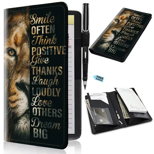 Vista 21 de Libros para servidores de 2ª generación, 5 x 9 pulgadas, para camarera con bolsillos expandibles/con cremallera, lindo libro de servir, blocs