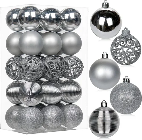 Vista 62 de 30 piezas de adornos de bola de árbol de Navidad irrompibles negros para decoración navideña