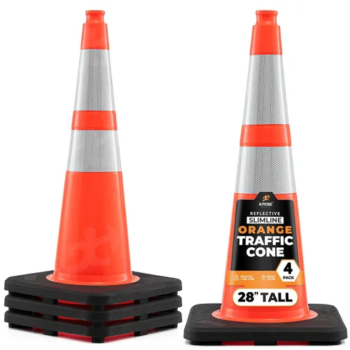 Vista 99 de Xpose Safety Conos de tráfico naranjas de 28 pulgadas con collares de 6 y 4 pulgadas, 1 paquete – Cono de seguridad de plástico PVC multiusos