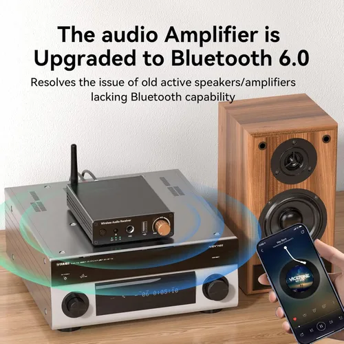 Vista 6 de Receptor Bluetooth 6.0, adaptador de audio Bluetooth con cable RCA AUX de 0.138 in, audio inalámbrico para recibir estéreo antiguo/altavoces
