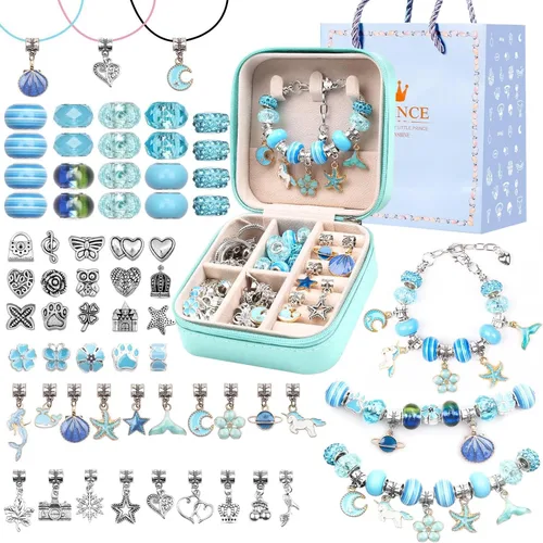 Vista 12 de UFU Kit de fabricación de pulseras con dijes, kit de fabricación de joyas, regalo para niñas de 5, 6, 7, 8 a 12, un dulce regalo de cumpleaños