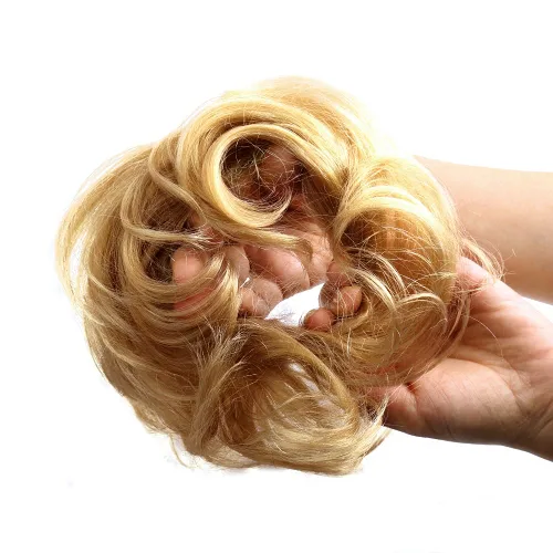 Vista 19 de Bella Hair - Rodete de extensión de cabello 100 % humano para banda elástica, extensión de cola de caballo ondeada, rizada o desordenada #1 Negro