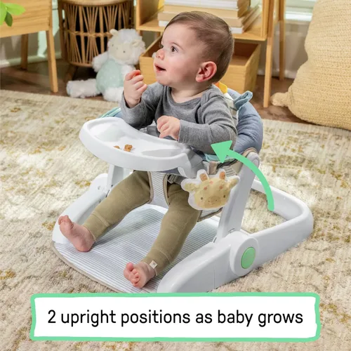 Vista 3 de Ingenuity Prop Spot Asiento de Piso para Aprender a Sentarse para Bebé, Bandeja Removible, 2 Juguetes Enlazables, Estera para Tiempo de Barriga, Casi