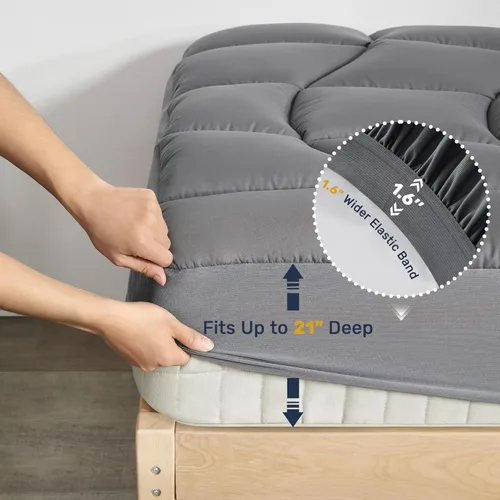 Vista 6 de Unikome Protector de colchón impermeable tamaño individual, funda de cama de microfibra suave y transpirable con bolsillo profundo