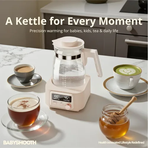 Vista 4 de Babysmooth Smart Kettle Pro - Hervidor eléctrico de cristal, 1.3 L LED digital con control de temperatura de 104.0-212.0 °F, mantenimiento