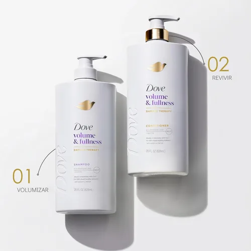Vista 8 de Dove Champú Volumen y Plenitud para Cabello Fino y Delgado con Tecnología de Cuidado de Bio-Proteínas y Biotina 28 Fl Oz