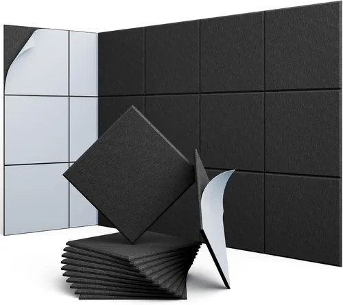 Vista 30 de Paneles acústicos hexagonales, paquete de 12 paneles de absorción de sonido de alta densidad de 12 x 10 x 0.4 pulgadas para mejorar la reducción