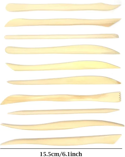 Vista 2 de Honbay Mini herramientas de modelado de madera de doble extremo, 10 piezas, herramientas de escultura de arcilla para cortar, tallar y alisar