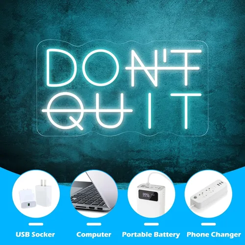 Vista 5 de Letrero de neón LED No te Rindas para decoración de pared, luces de neón HAZLO para decoraciones de fiesta, luces de neón LED alimentadas por USB