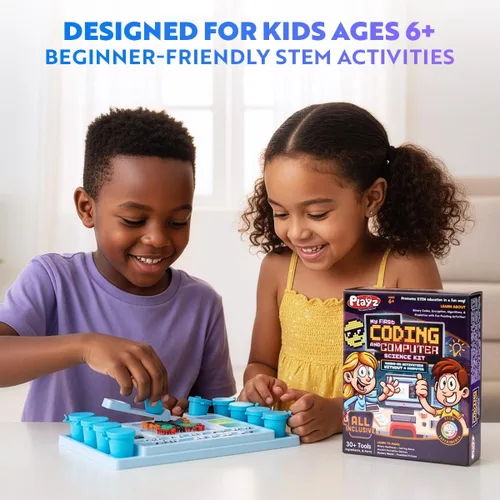Vista 6 de Playz My First Coding & Computer Science Kit - Learn About Binary Codes, Encryption, Algorithms & Pixelation Through Fun Puzzling Activities Without