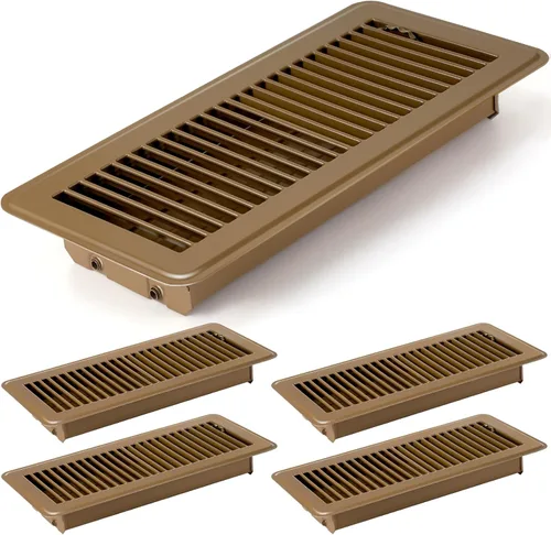 Vista 12 de Retisee 2 cubiertas de ventilación de registro de piso de 4 x 12 pulgadas, rejillas de ventilación de piso de acero resistente con flujo de aire