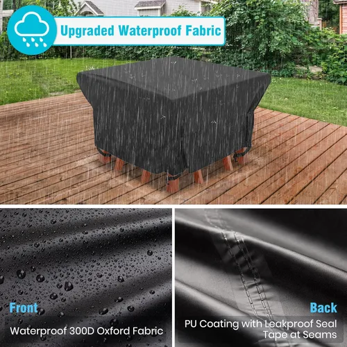 Vista 4 de Velway Funda para muebles de patio al aire libre, impermeable, cuadrada, para mesa de patio, sofá, 50 pulgadas de largo x 50 pulgadas de ancho x 29