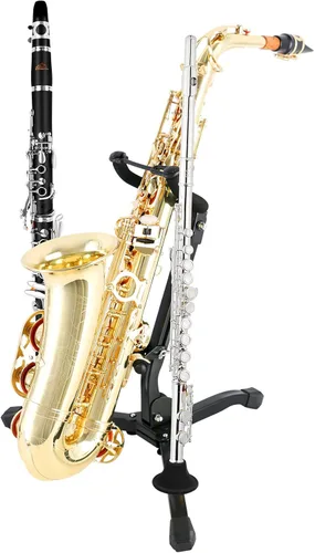 Vista 3 de EASTROCK Alto & Tenor - Soporte plegable para saxofón con 2 soportes desmontables para flauta/clarinete