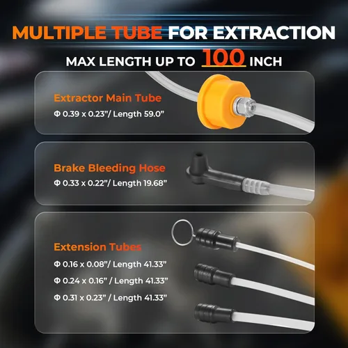 Vista 3 de FOUR UNCLES Bomba extractora de aceite neumática/manual de 6L, extractor de fluidos con manguera principal de 59 pulgadas, tres tubos de extensión