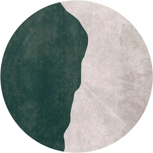 Alfombra redonda nórdica circular verde y gris para sala de estar, dormitorio, mesita de noche, alfombra de decoración del piso del hogar, 31.5 in,