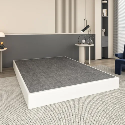 Vista 3 de Base de Cama Matrimonial de 7 Pulgadas con Somier de Resortes, Base de Colchón Matrimonial de Metal Resistente con Funda de Tela, Montaje Fácil