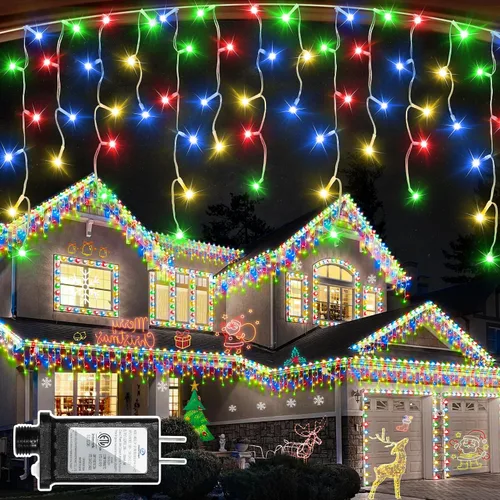 810 luces LED para Navidad al aire libre de 82 pies con 180 gotas, luces colgantes para decoración de Navidad de 12 modos, luces de hadas de cuerda de YHBJKCZ