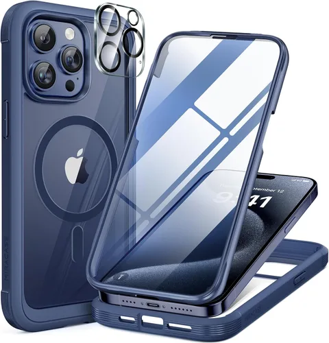 Vista 246 de Miracase Glass Series - Funda para iPhone 11 de 6.1 pulgadas, funda resistente de cuerpo completo mejorado con protector de pantalla de vidrio Negro