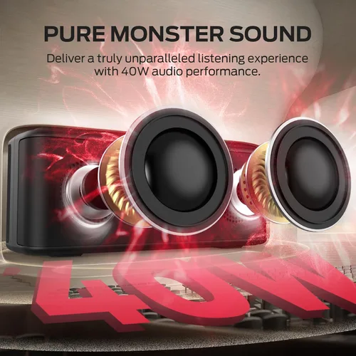 Vista 8 de Monster Shock Plus - Altavoz Bluetooth, altavoz portátil con sonido estéreo fuerte de 40 W, Bluetooth 6.0, emparejamiento TWS, tiempo