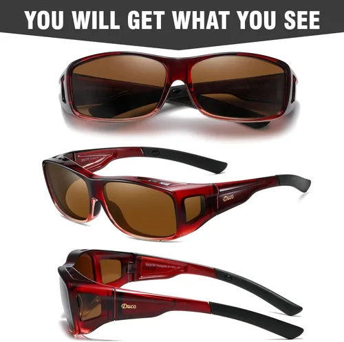 Vista 3 de DUCO Polarized Wraparound Fitover Glasses Wear Over Sunglasses for Men Women UV Protection Sun Glasses 8954