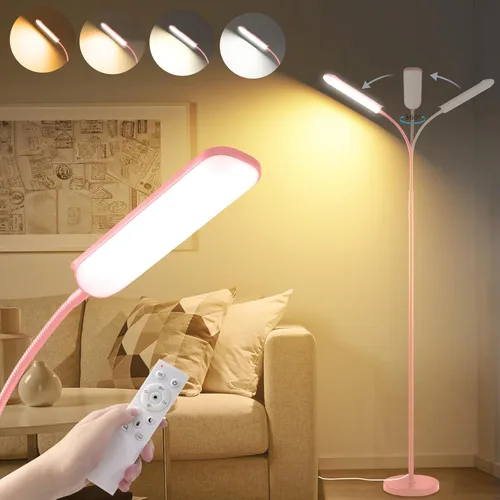Vista 11 de marctronic Paquete de 2 lámparas de pie, 18 W, 1800 lúmenes, lámpara de pie LED brillante con 2 controles remotos y funciona con enchufe