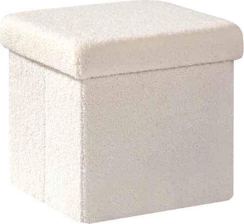 Vista 119 de PINPLUS Otomanas otomanas de almacenamiento con forma cuadrada con reposapiés de almacenamiento para sala de estar, asiento otomano Boucle para Gris