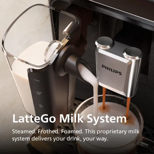 Vista 5 de Philips Máquina de café espresso totalmente automática serie 2300 con sistema de leche LatteGo y molinillo integrado, 4 preajustes de café y agua