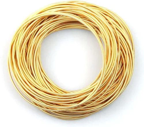 Vista 6 de Gold Guitar String Coil Bracelets Stack Stainless Steel Set Layered Thin Set of 10-60 Strings