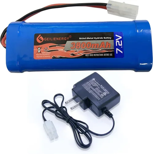 GEILIENERGY Paquete de baterías RC de 7.2V (1 paquete) 3800mAh de alta capacidad de 6 celdas NiMH Flat Battery Pack w/Standard Tamiya Connector+7.2V