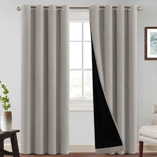 Vista 15 de PrinceDeco Cortinas 100% opacas de 54 pulgadas de largo, completamente opacas, tratamiento de ventanas, cortinas forradas con aislamiento térmico
