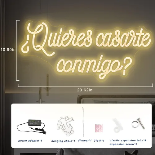 Vista 7 de Letrero de neón para decoración de pared, Will You Marry Me for Proposal, Letreros de neón personalizados para dormitorio, letrero LED personalizado