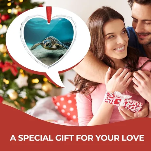 Vista 7 de 3" Heart Ornament - Crystal Glass Xmas Tree Decor, Underwater Diving Sea Turtle Christmas Ornaments Romantic Hanging Decoration for Christmas Tree