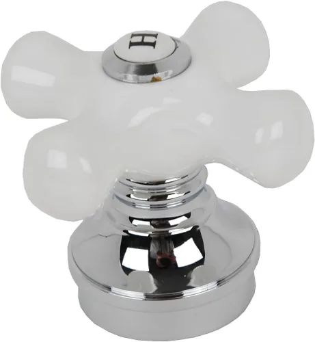 Vista 4 de PlumbUSA - Kit de embellecedores para válvula de ducha sin arandelas de 2 mangos, cromada, con asas cruzadas de porcelana y cabezal de ducha de 2