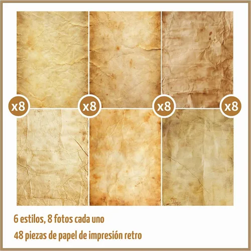 Vista 4 de 48 hojas de papel pergamino añejado A4, antiguo, doble cara, suave para inyección de tinta e impresión láser, ideal para escribir, invitaciones