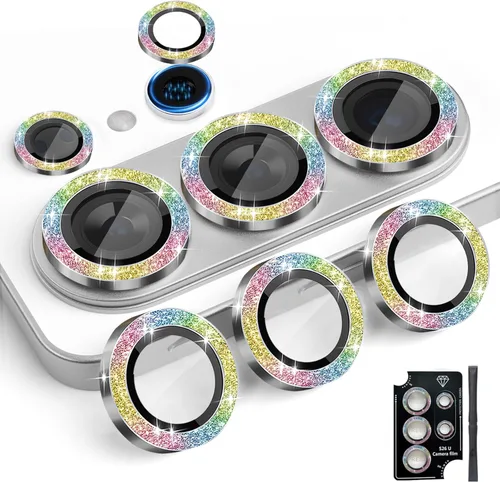 Vista 44 de Protector de lente de cámara para Galaxy S26, cubierta individual de lente de anillo de aleación de aluminio de vidrio templado con bandeja de Negro