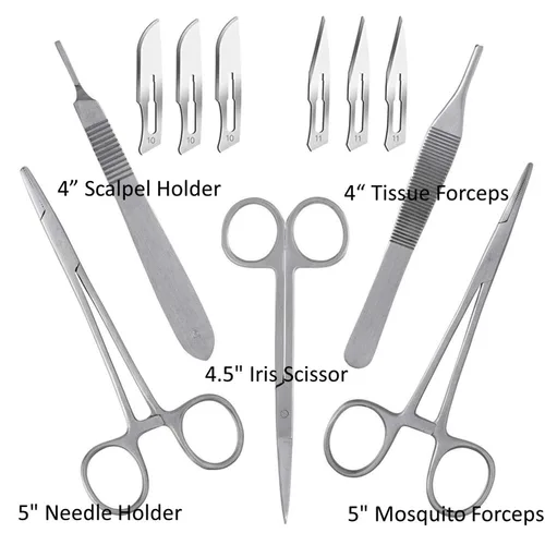 Vista 6 de Sterile Sutures Thread with Needle Plus Tools - First Aid Field Emergency, Trauma Practice Suture Kit; Taxidermy; Medical, Nursing and Vet Students