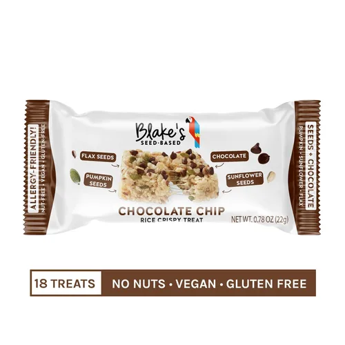 Vista 4 de Blakes Seed Based, Chocolate Chip - Golosinas de arroz crujiente con chispas de chocolate, sin nueces, gluten, lácteos, ni soya snack saludable